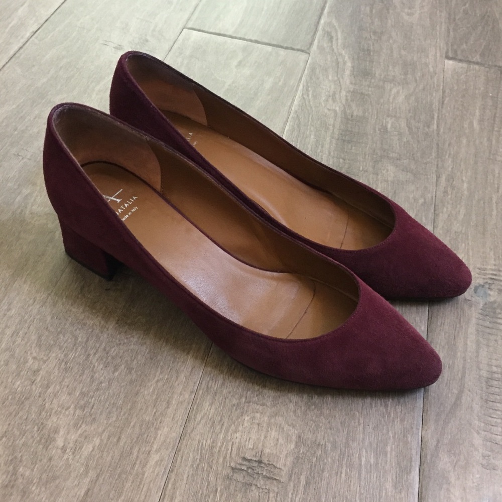 Aquatalia Pheobe Suede Pumps, Burgundy Wine Oxblood, 6M (6.5-7)